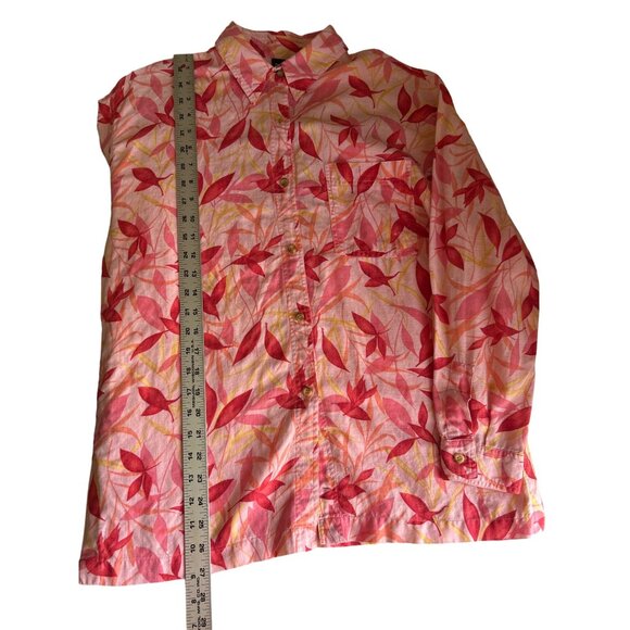 Bay Studio Petite Womens Pink Floral Button-Up Long Sleeve Blouse PL - Picture 6 of 7